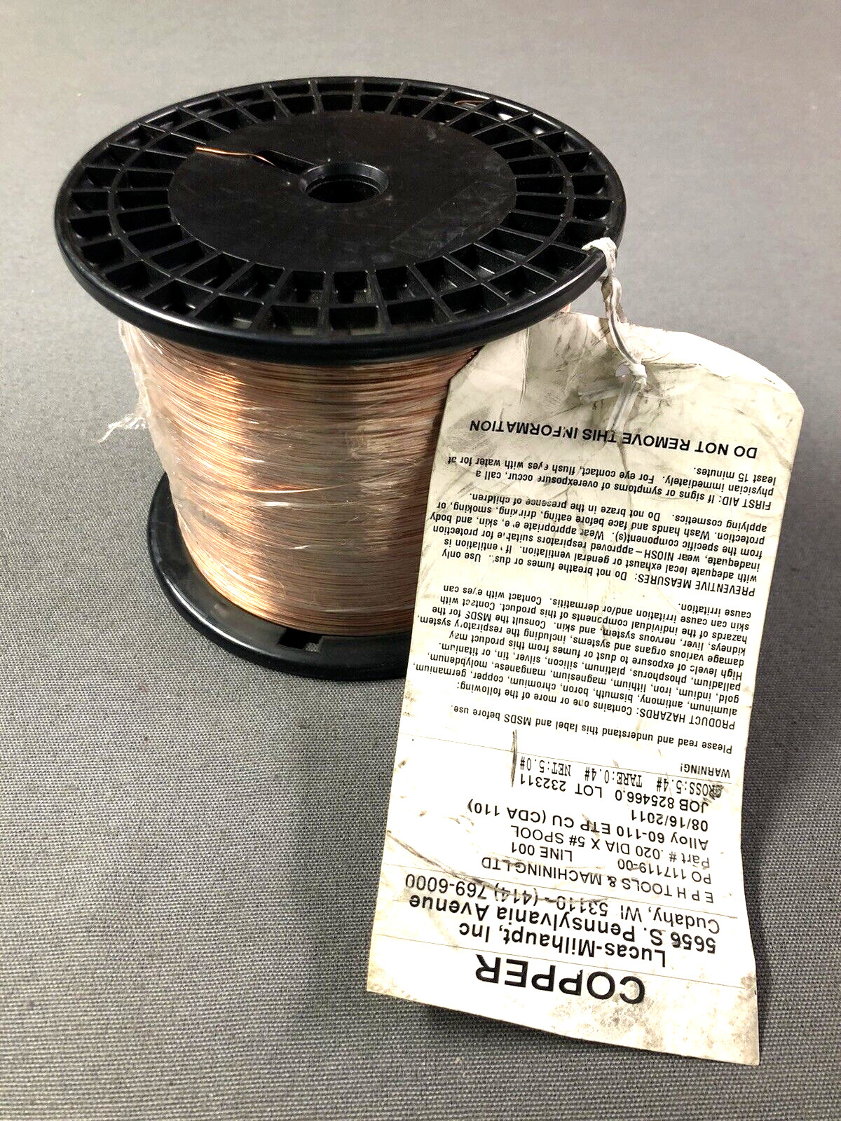 Lucas-Milhaupt 60-110 ETP CU (CDA 110) Copper 110 Wire 99.9% 0.20″ x 5# Spool