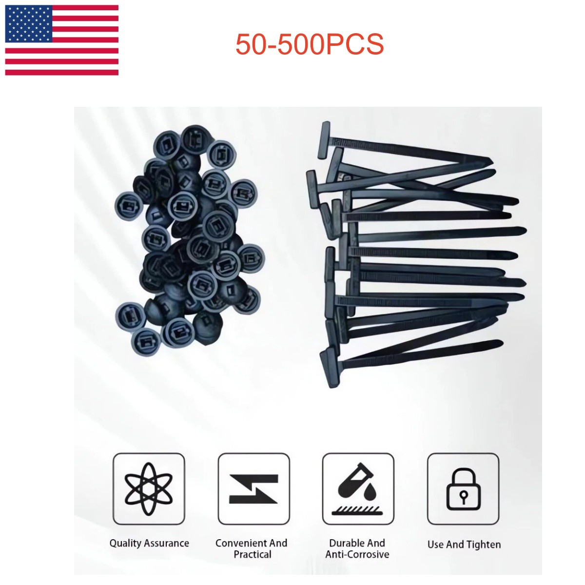Universal Car Bumper Retainer Clips, 50-500pcs Nylon Cable Tie Buckle Kit
