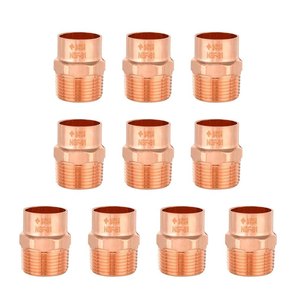 10 PCS EFIELD 3/4″ C x 3/4″ MNPT Copper Male Adapter Fittings, Lead Free