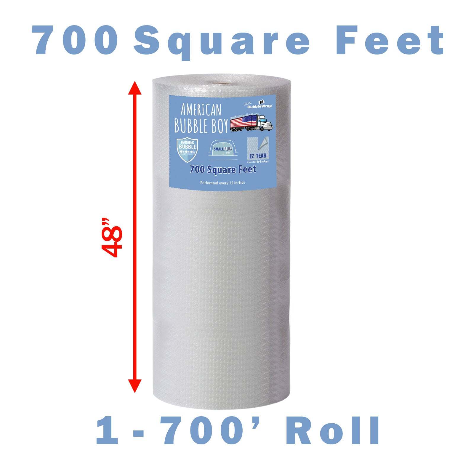 48″ Small Plus (3/16) American Bubble Boy Bubble Wrap – 700 Square feet