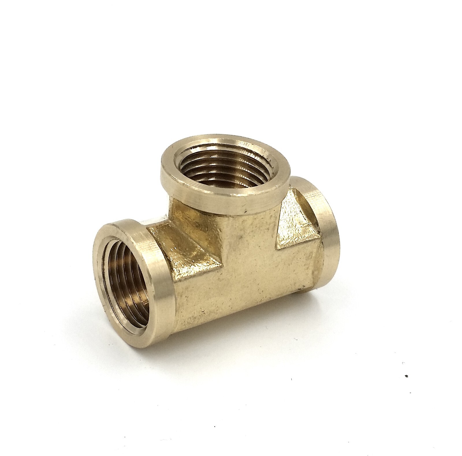 1/2″ NPT Female Pipe T Tee – 3 Way Brass Fitting Connect Air, Water, Oil, & Gas