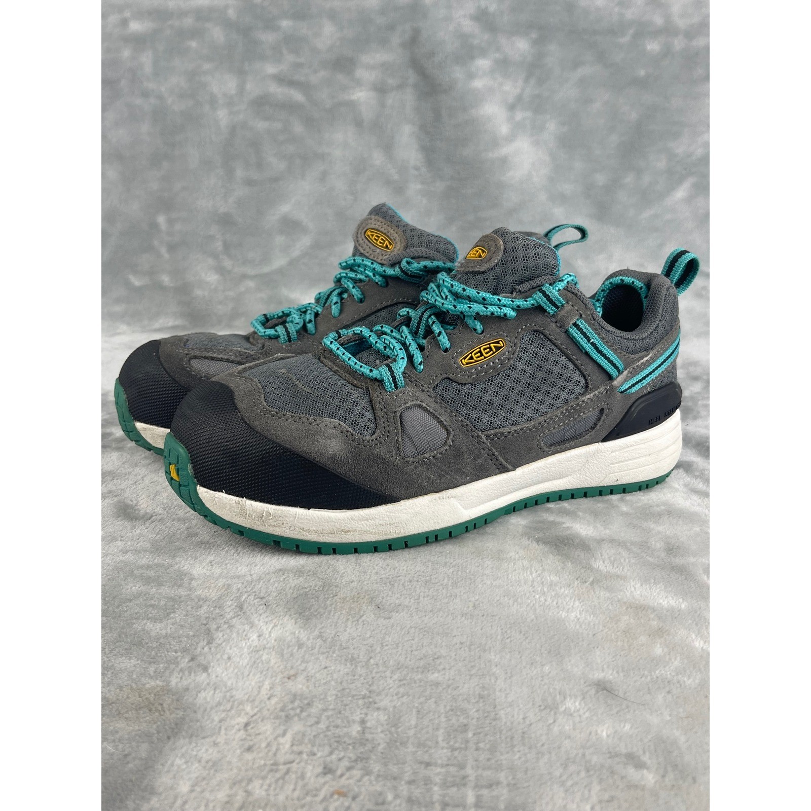 Keen Utility Work Shoes Womens 6.5M Grey Teal Excellent Safety Toe ASTM F2413-11