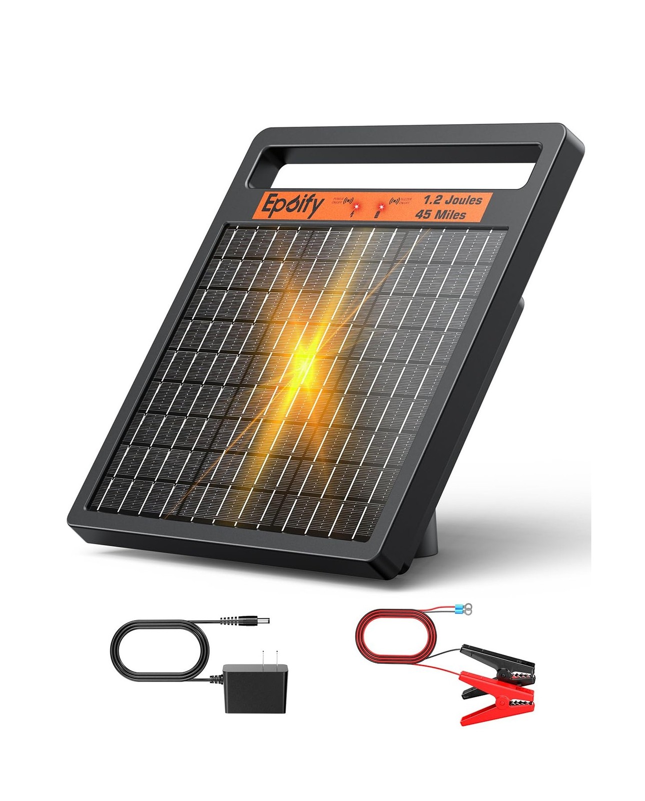Solar Electric Fence Charger 1.2J Stored Energy, 45 Miles Coverage,8W Solar F…