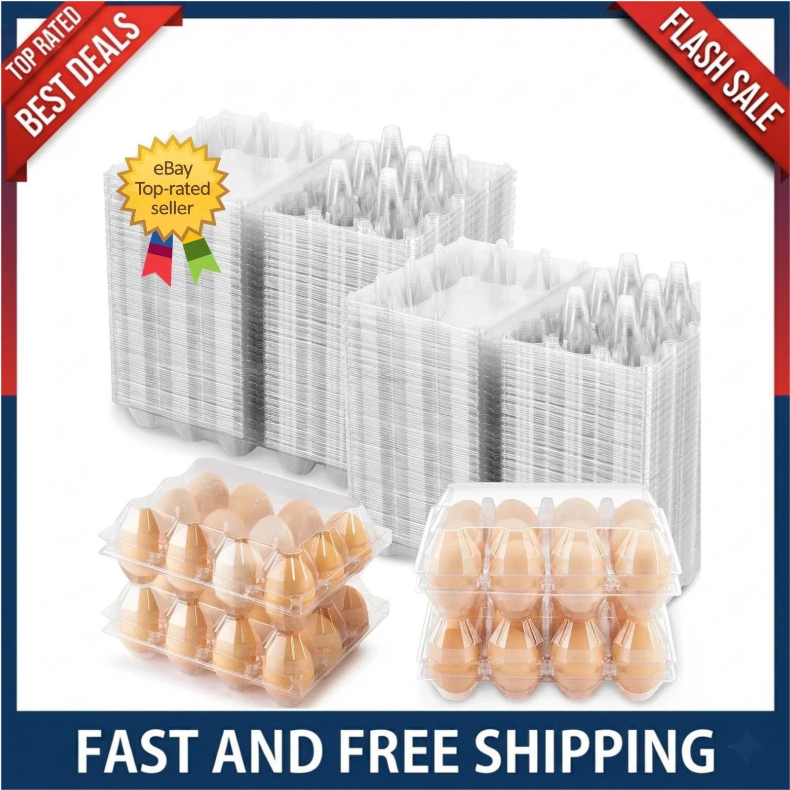 100 Packs Egg Cartons Cheap Bulk Plastic for 12 Eggs Clear Egg Cartons