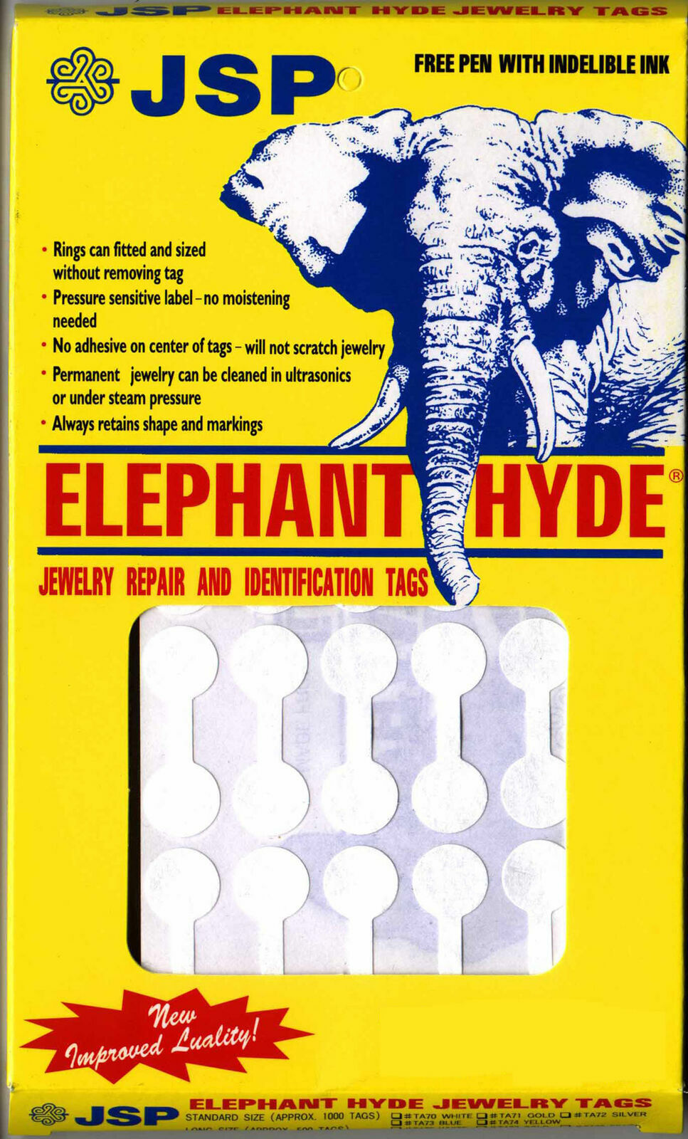 JSP ® ELEPHANT HYDE TAGS WHITE 1000