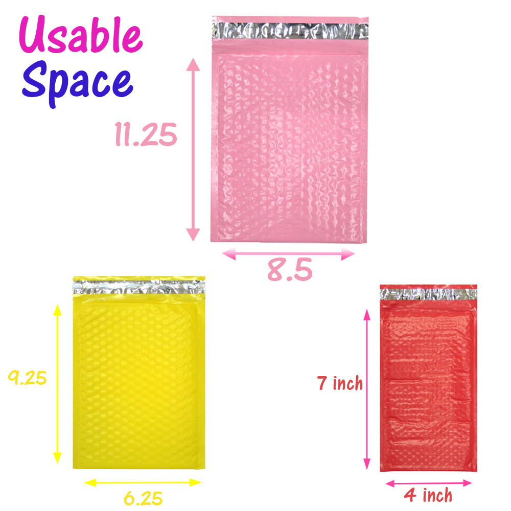 All 3 Sizes! Assorted 8.5×12, 6×9, & 4×8 Colored Poly Bubble Padded Mailers NEW!