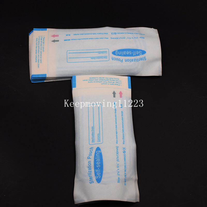 200 Pcs Self-Sealing Sterilization Pouch Dental Lab Dual Indicators 57*130mm