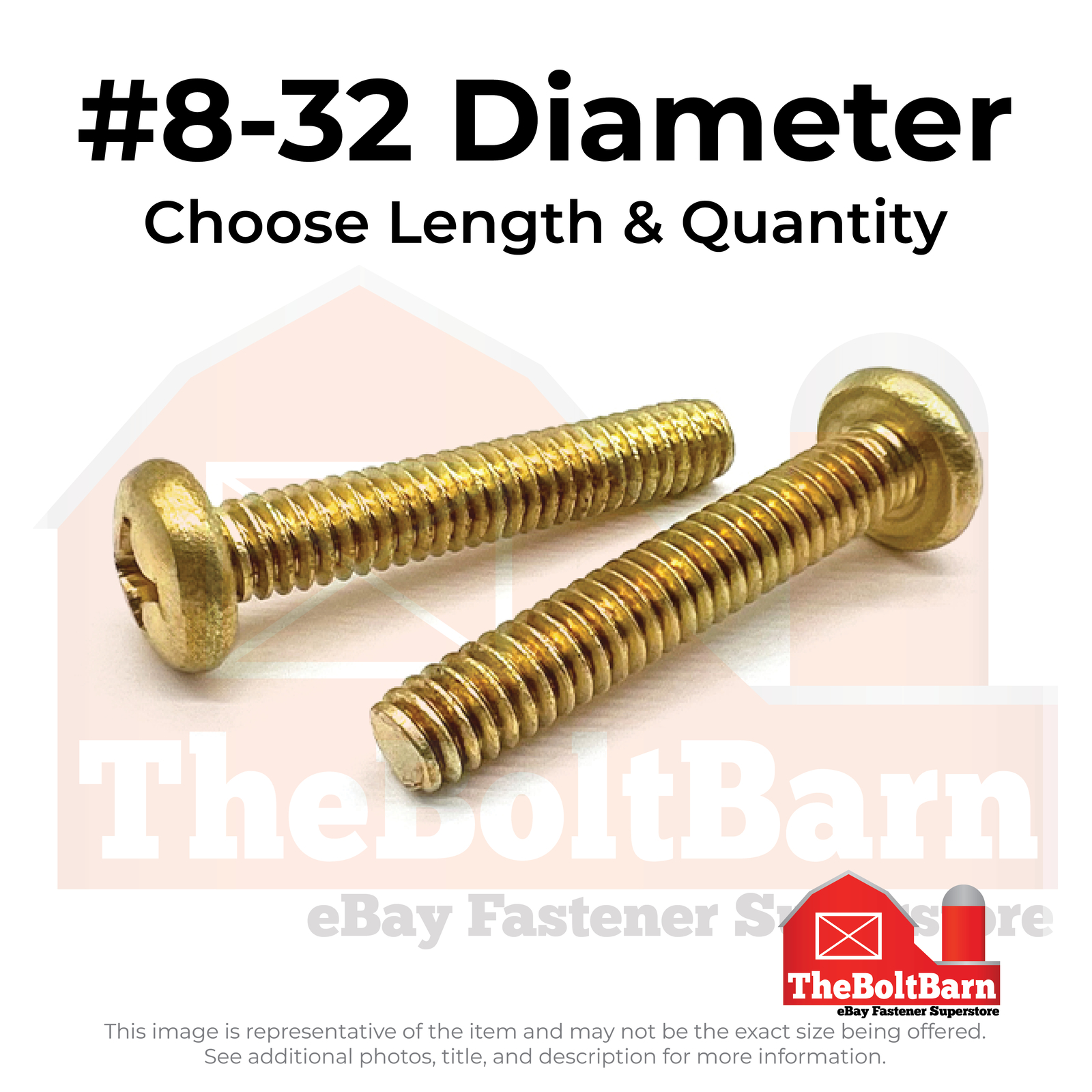 #8-32 Brass Phillips Pan Head Machine Screws (Choose Length & Qty)