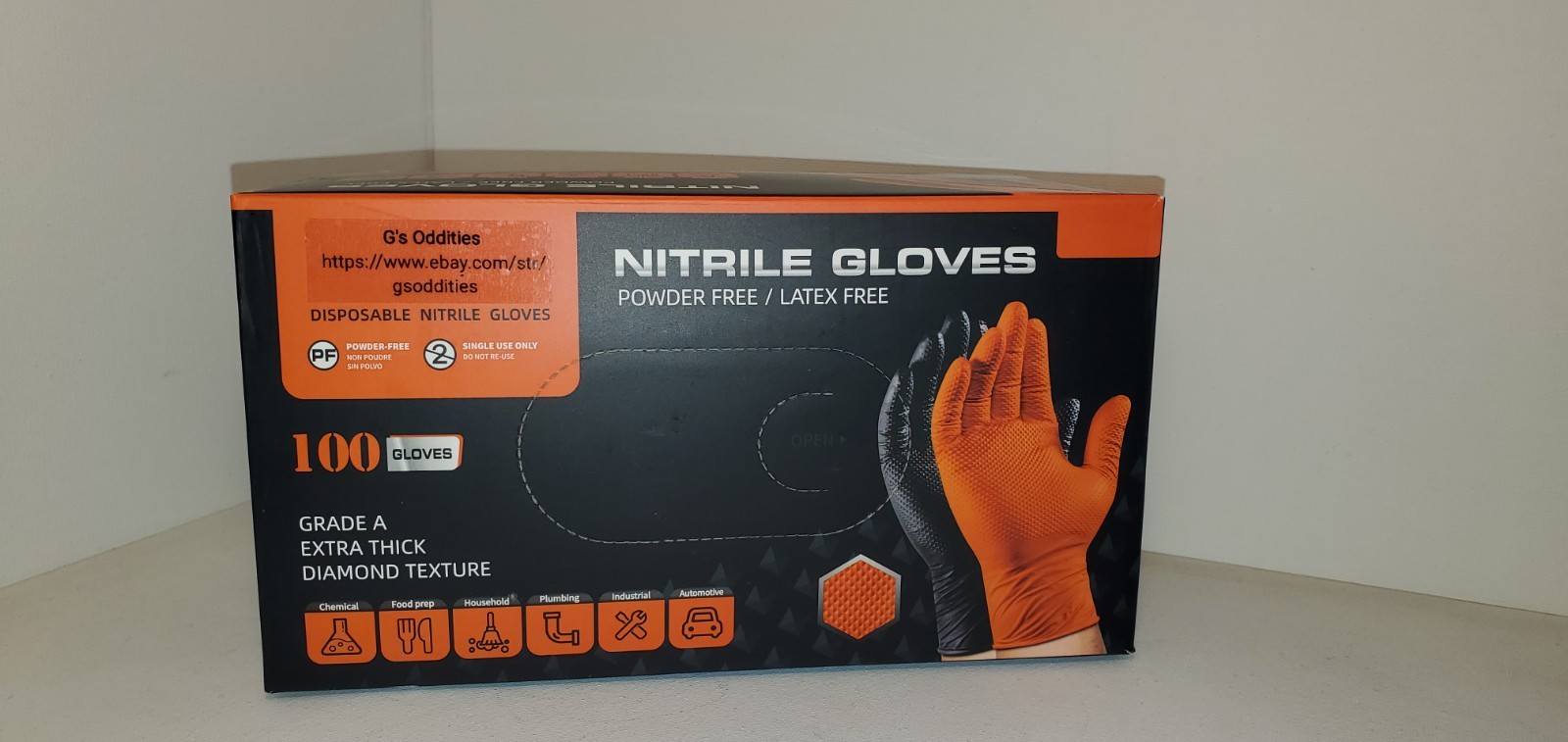 Diamond Texture Grip Black Nitrile Gloves, X-Large – 100 Pc/BOX