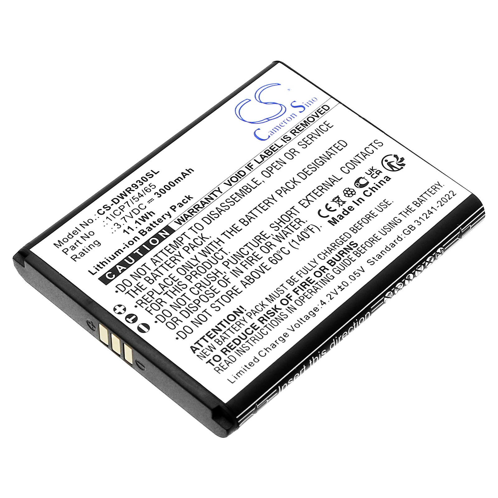 Battery for D-Link DWR-930M P/N: 1ICP7/54/65 3000mAh / 11.1Wh