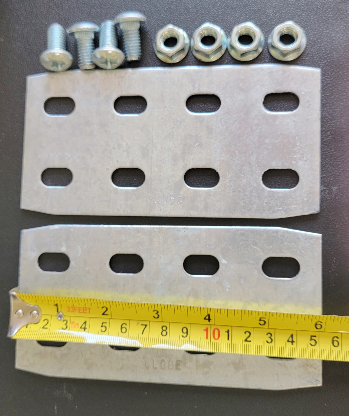 1 Set GS METALS PRSPST4 8 Slot Hole Splice Plate 4″ Flat Galvanized 6″x3″x1/8″