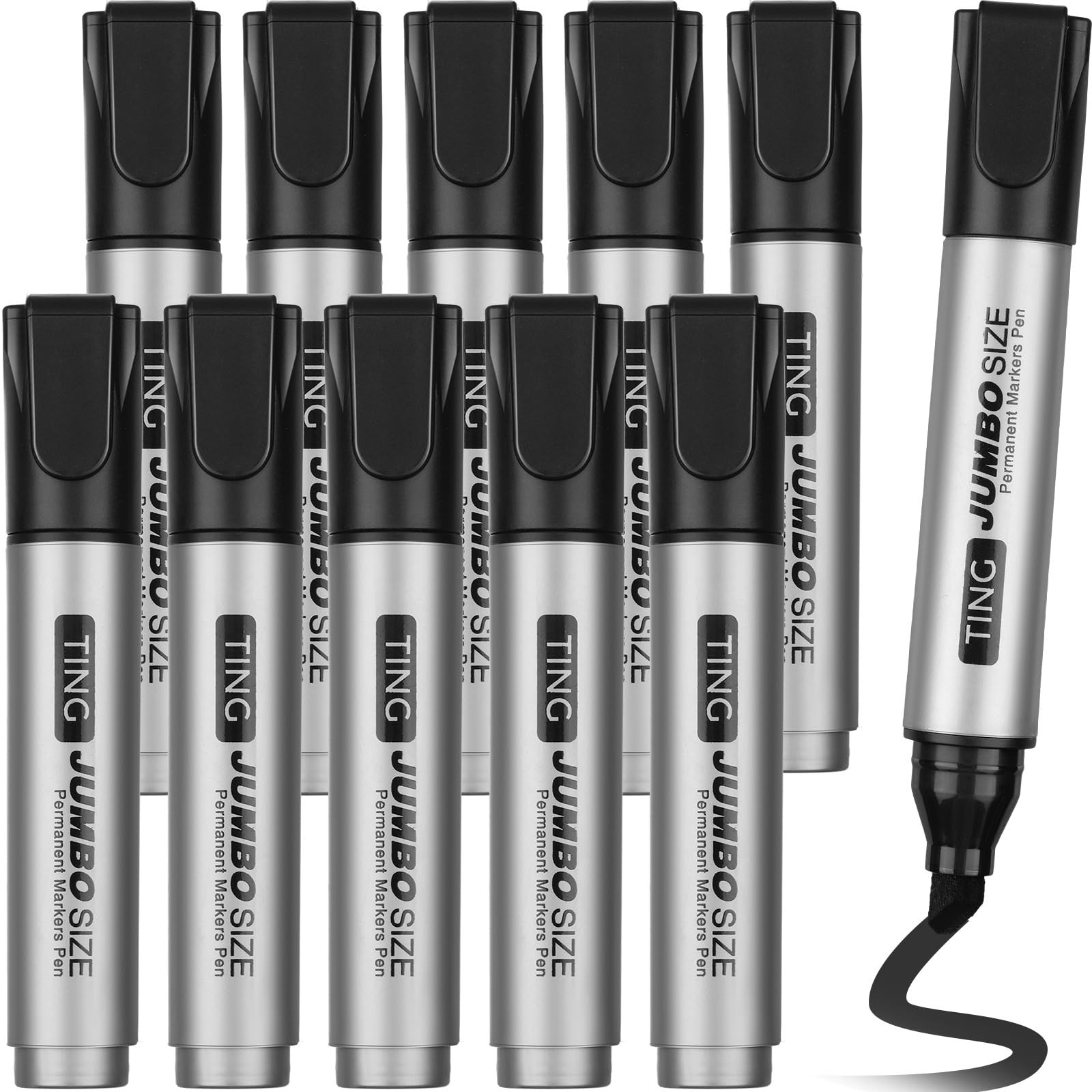 Fuutreo 10 Pack Jumbo Permanent Markers Bulk Large Chisel Tip Permanent Markers