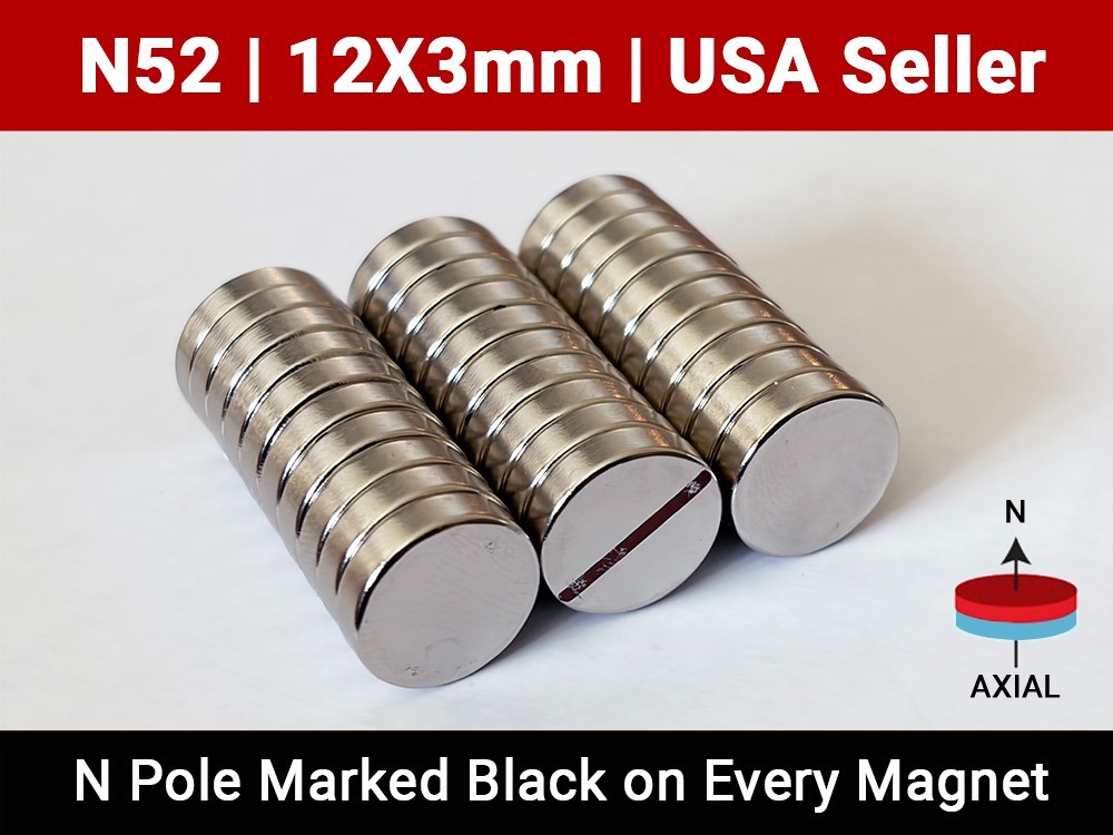 Lot 25 50 100 500 N52 12mm X 3mm Neodymium Disc Strong Rare Earth Magnets