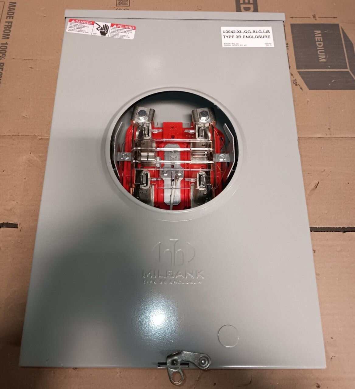 NEW MILBANK U3042-XL-QG-BLG-LIS 200AMP RINGLESS METER SOCKET LEVER BYPASS 5 JAW