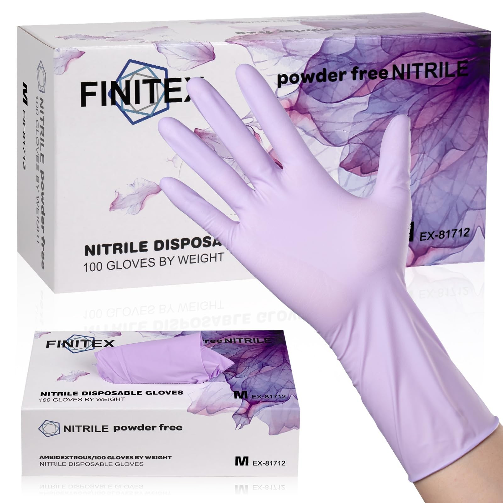 Nitrile Disposable Latex-Free Gloves Purple – 5mil 100PCS/Box Powder-Free 12i…