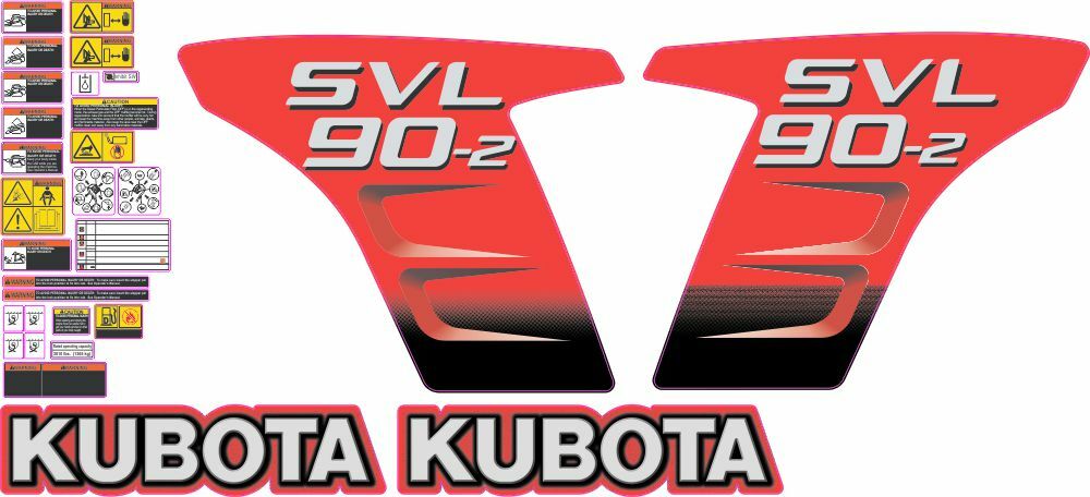 Kubota SVL90-2 – Very Nice Aftermarket Decal Kit, High Quality Decals