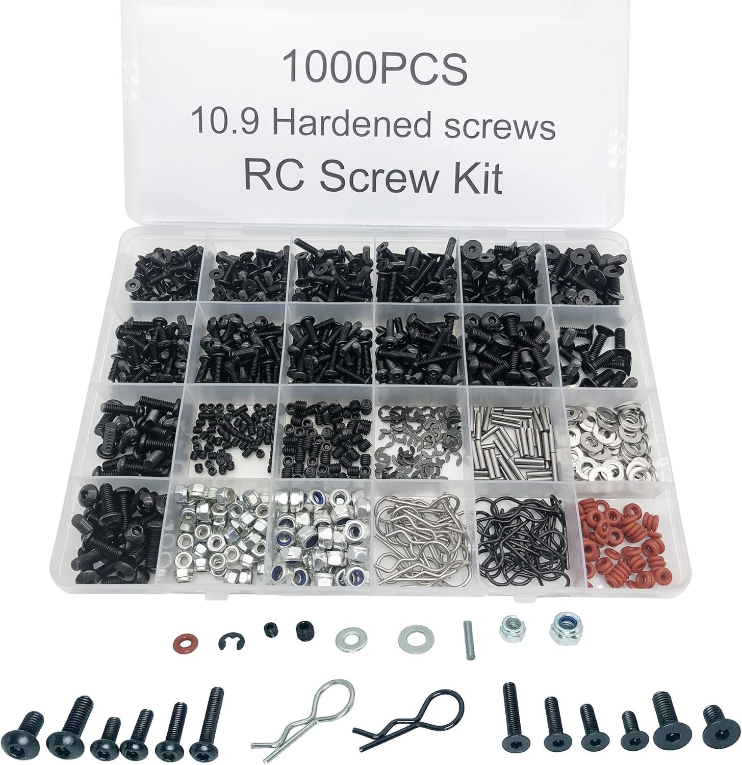 1000Pcs Universal RC Screw Kit Screws Assortment Set, Hardware Fasteners for Tra