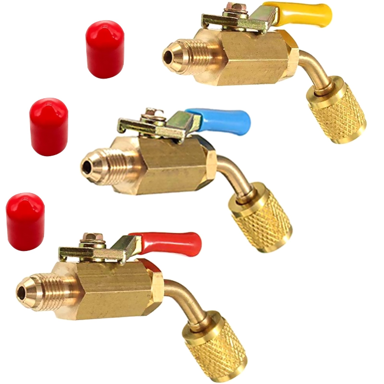 3PCS Brass Air Conditioning Shut Valve Accessories For AC Charging Hoses