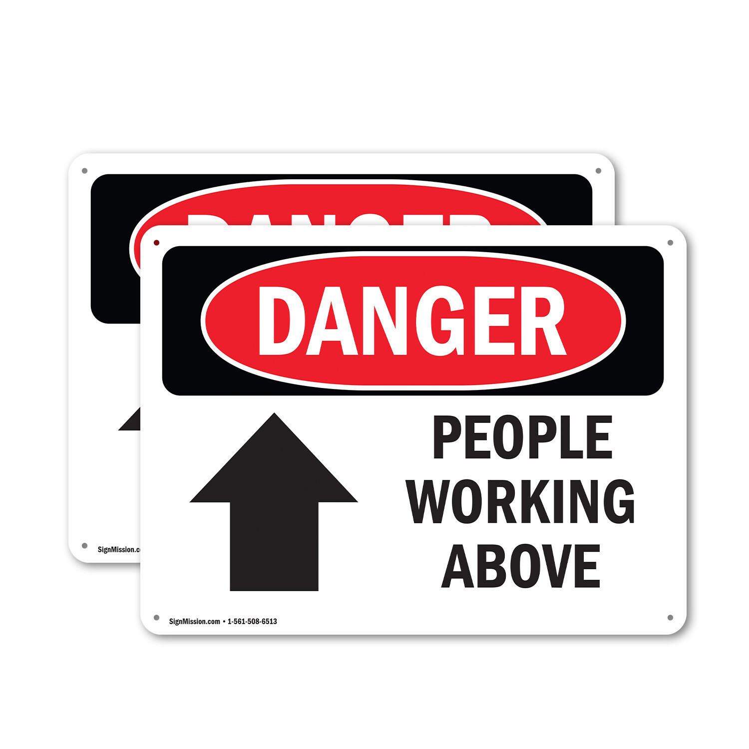 (2 Pack) People Working Above OSHA Danger Sign Decal Metal Plastic