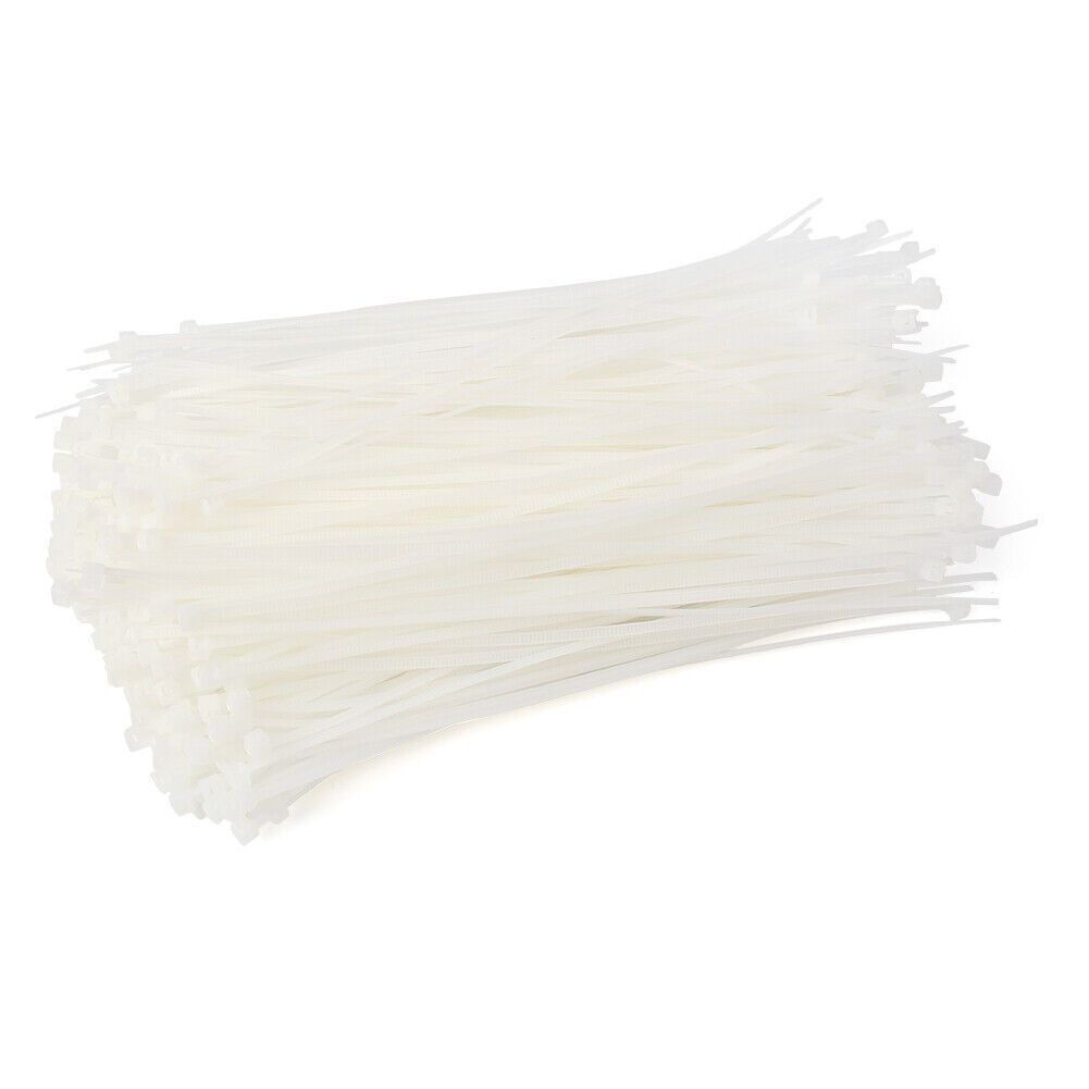1000pcs Pack 8″ White Network Cable Cord Wire Tie Strap 50lbs Zip Nylon