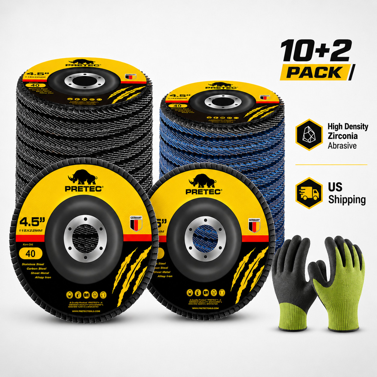 12 Pack 4-1/2″ 40 Grit Zirconia Flap Discs Type 27 7/8″ Sanding Grinding Wheels