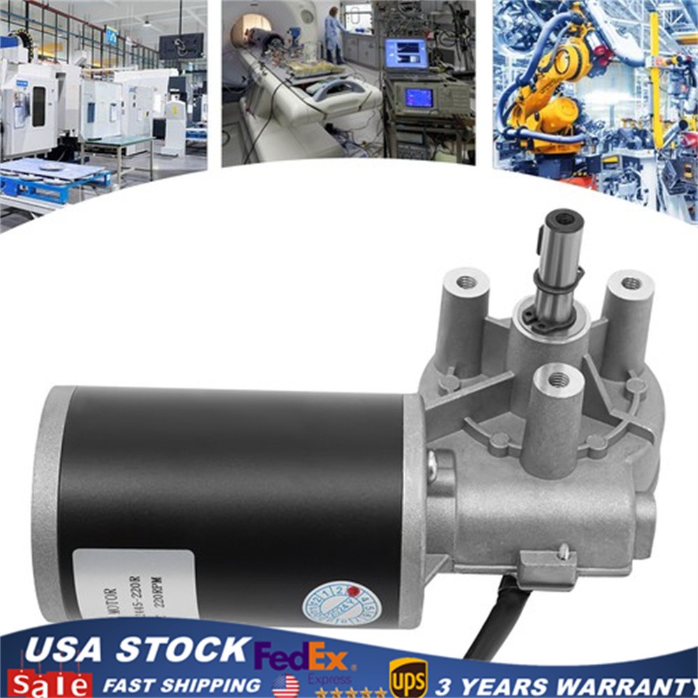 Electric Worm Gear Motor Right Angle Reversible 220 RPM Torque 45W DC 24V