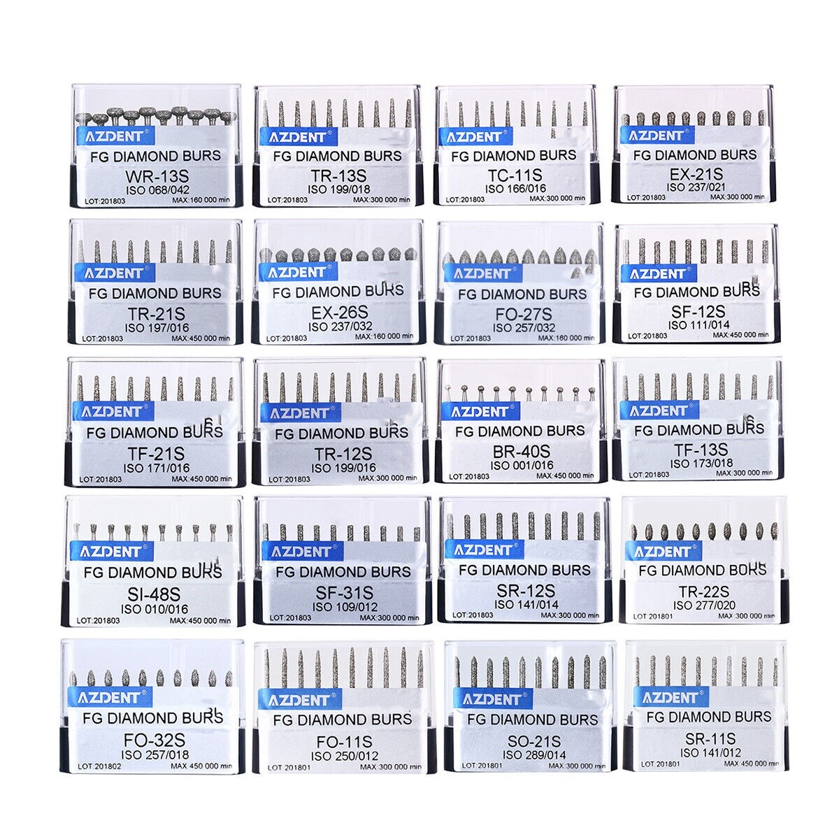 10Pcs/kit Dental Diamond Bur Set Drills Bur F High Speed Handpiece 22 Type
