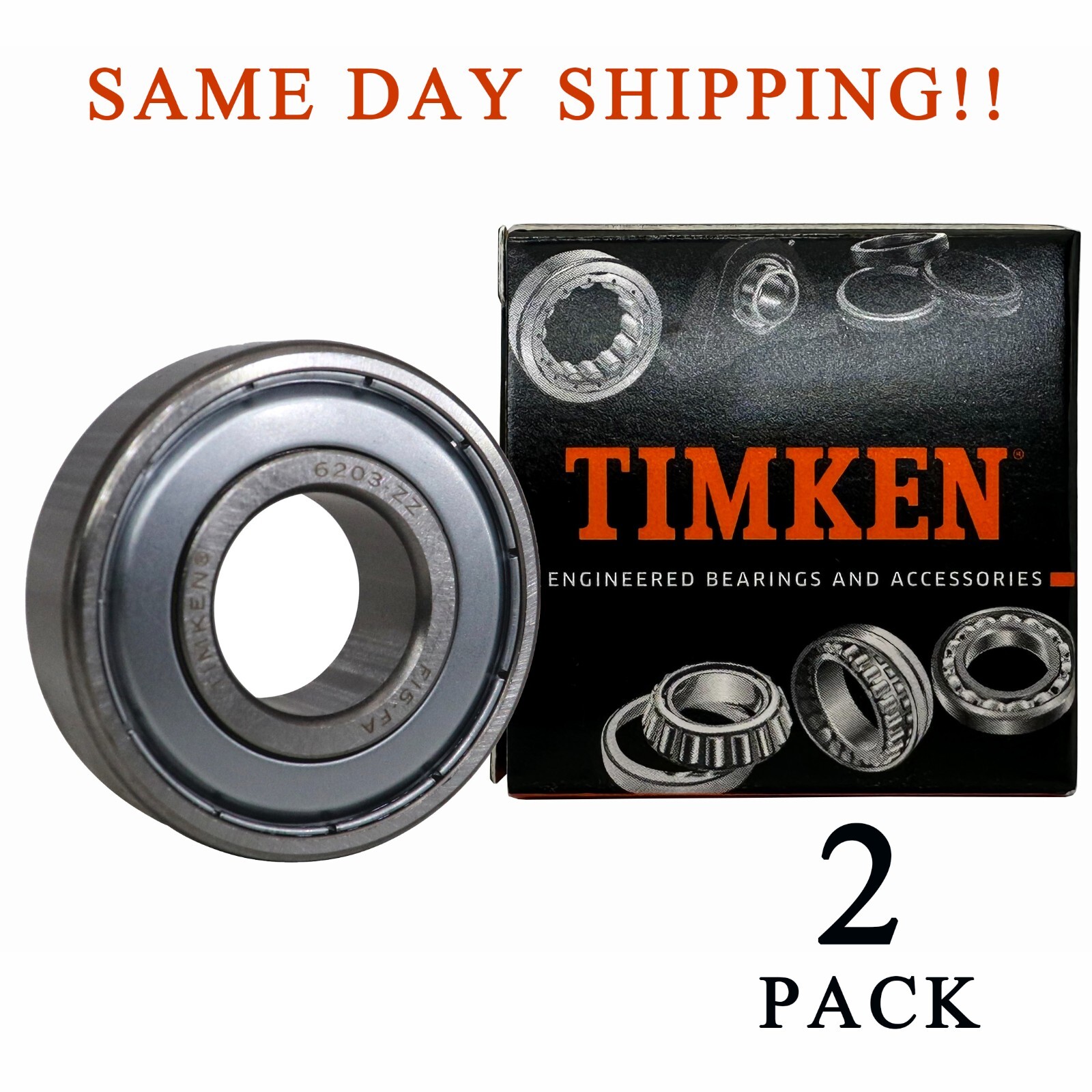 2PCS USA TIMKEN 6203-ZZ 6203-2Z Double Metal Seal Bearings 17x40x12mm 6203ZZ