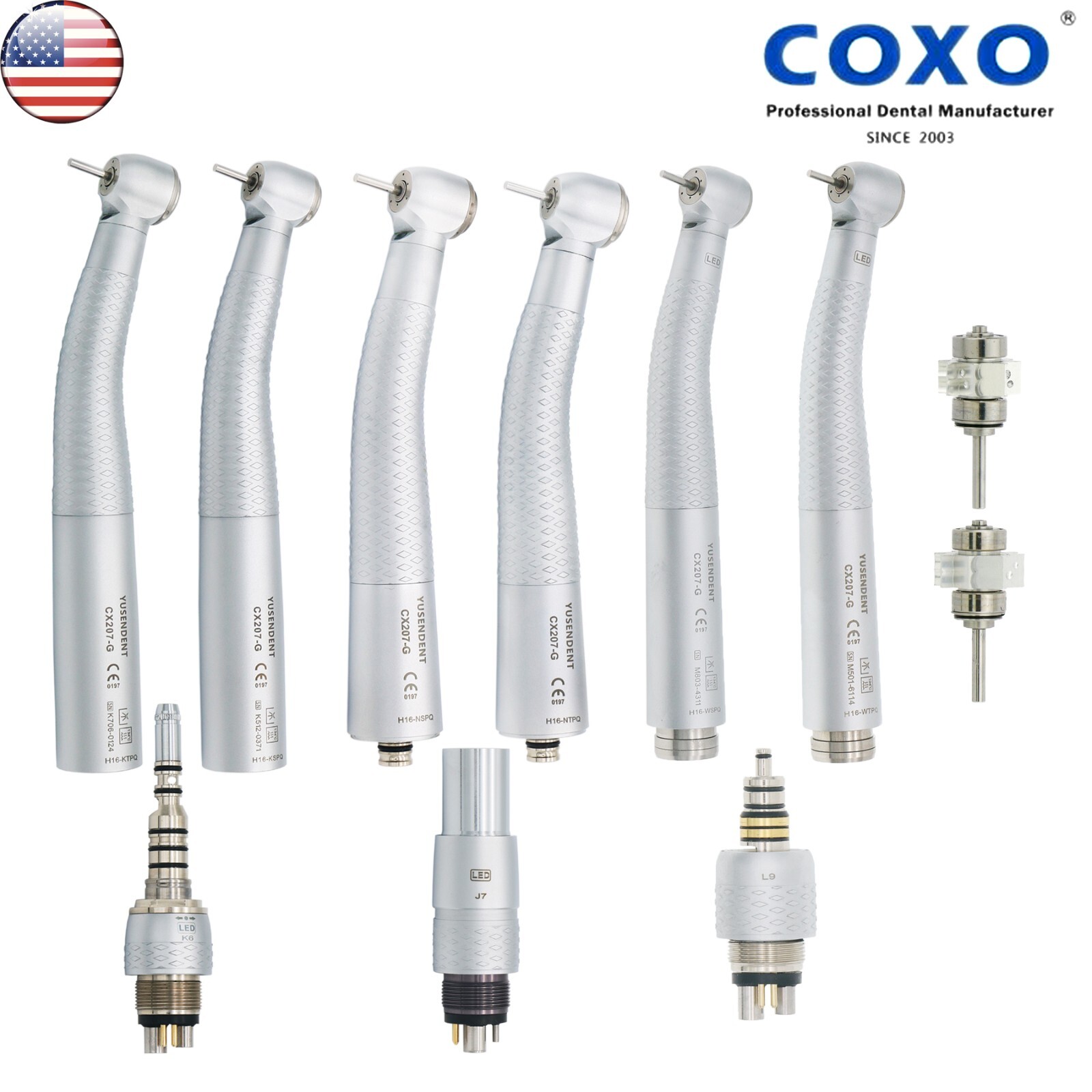 US COXO Dental LED Fiber Optic Handpiece fit Kavo Multiflex NSK Phatelus 6Pin