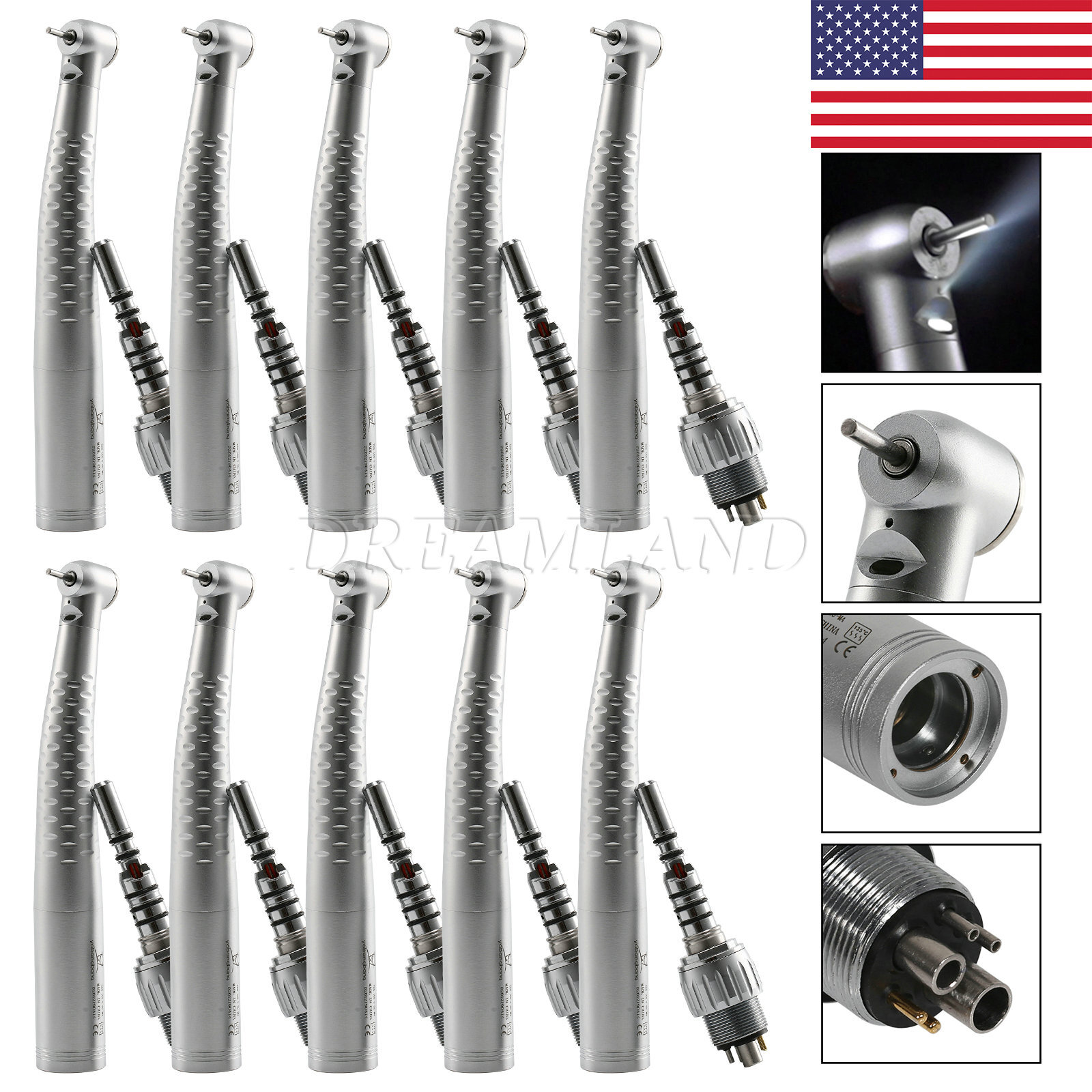 1-10 * Dental Fiber Optic High Speed Handpiece/ 6Hole LED Coupler USA