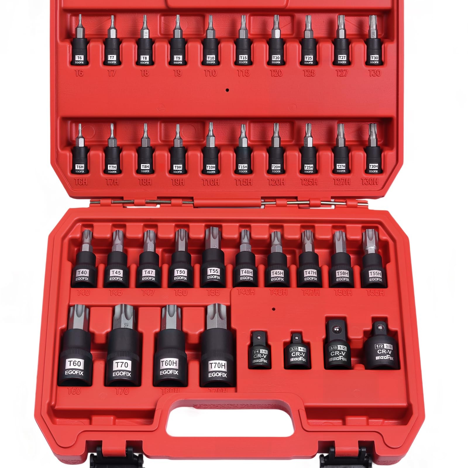 EGOFIX 38 pc Torx Bit Set S2 Alloy Steel | Star T6-T70 & Tamper Proof