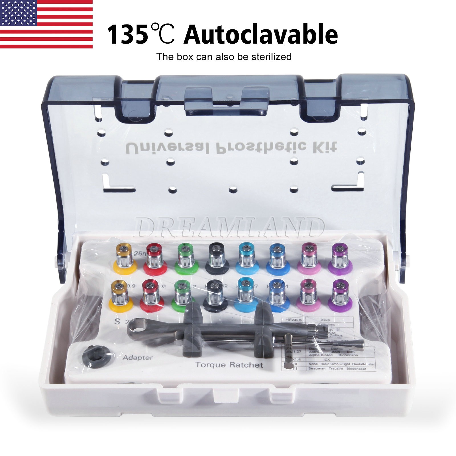 Dental Universal Implant Prosthetic Kit Torque Wrench Screwdriver Hand Driver US