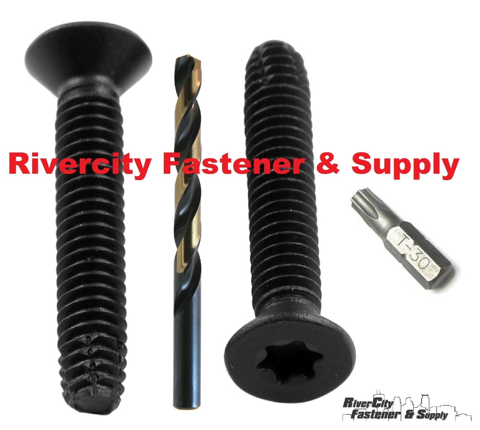 1/4-20×2-1/2 Trailer Floor Board Deck Screws 1/4×20 x 2.5 + Drill & Driver Bit