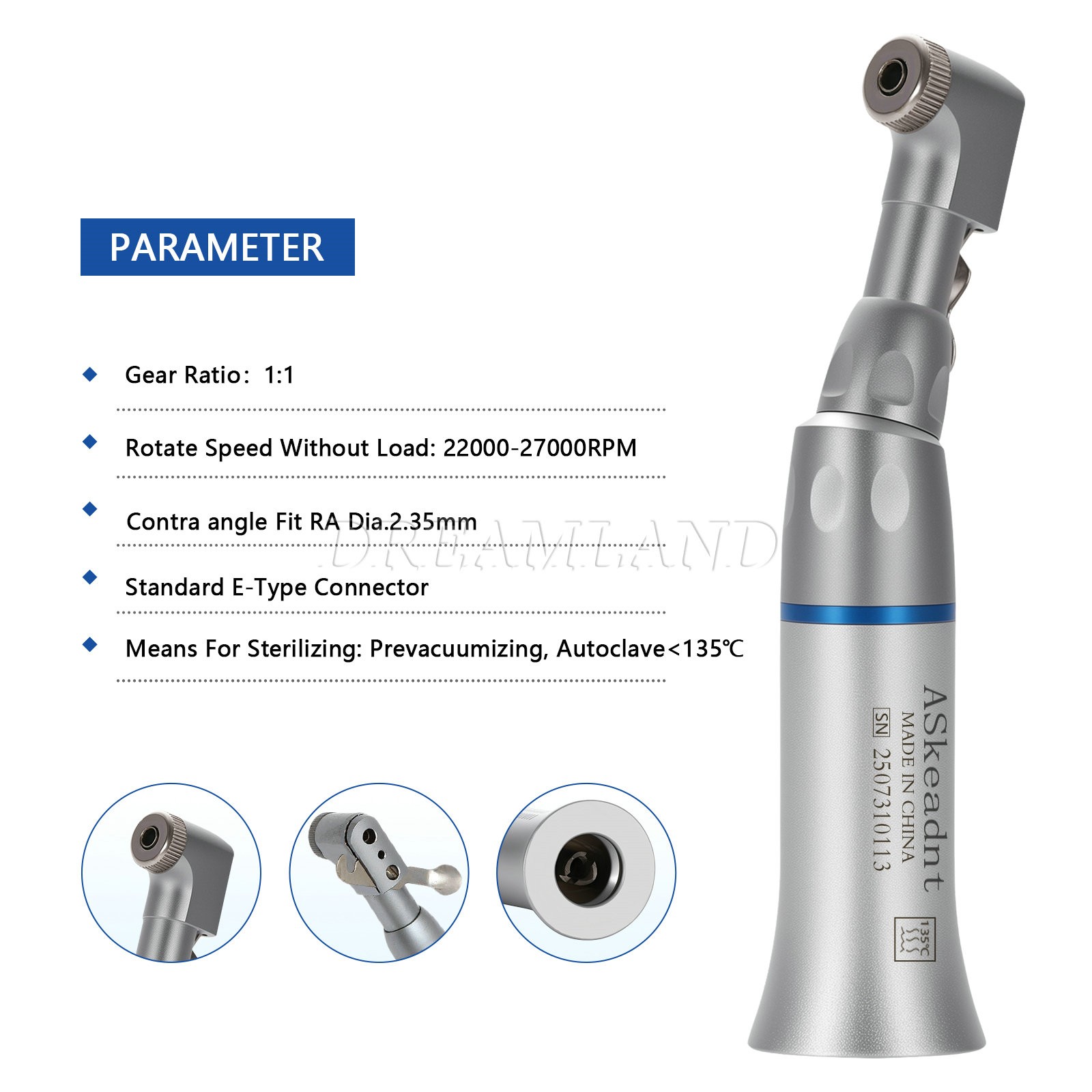 Dental Contra angle Handpiece Latch E type Slow low speed Fit NSK Motor YPWJ