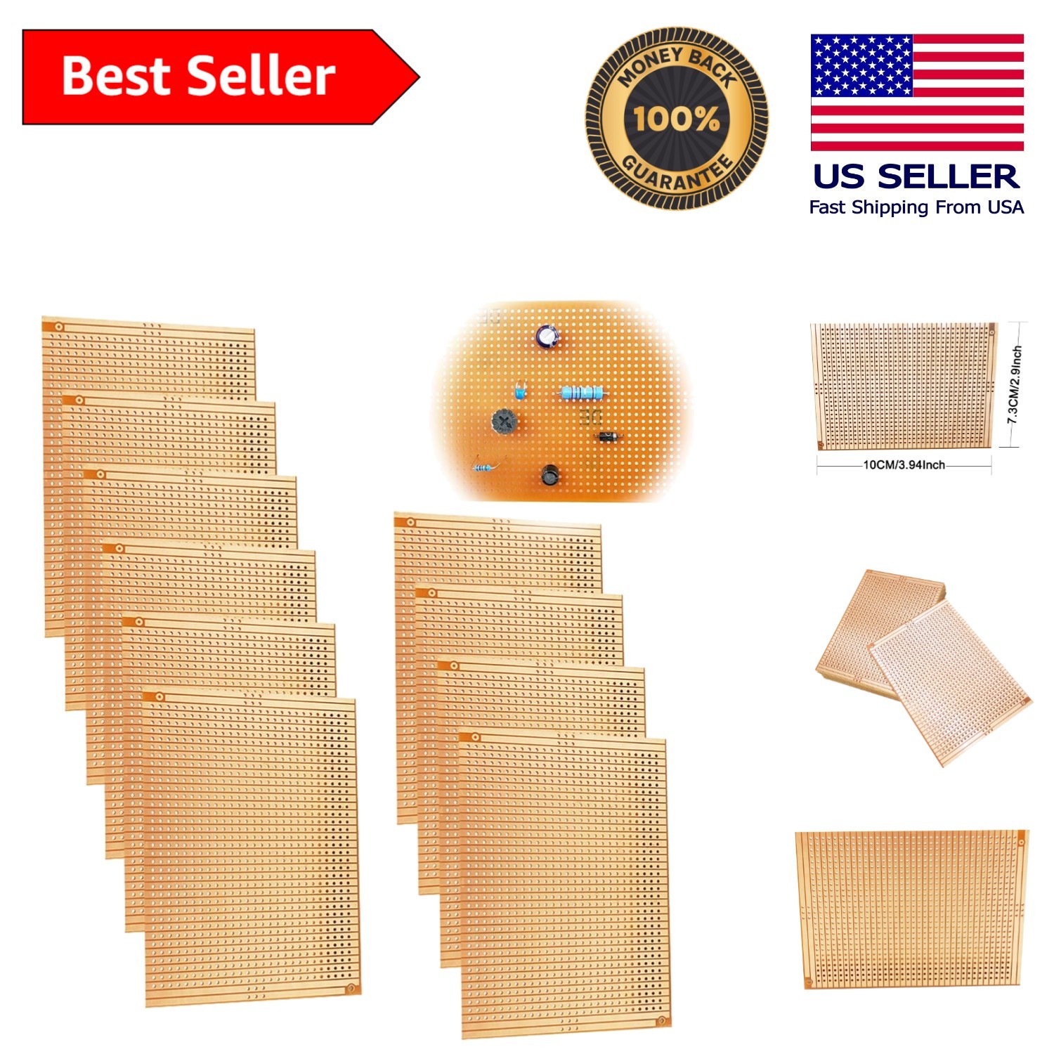High-Quality 10-Piece Perforated PCB Boards – Soldering & Prototyping Essential