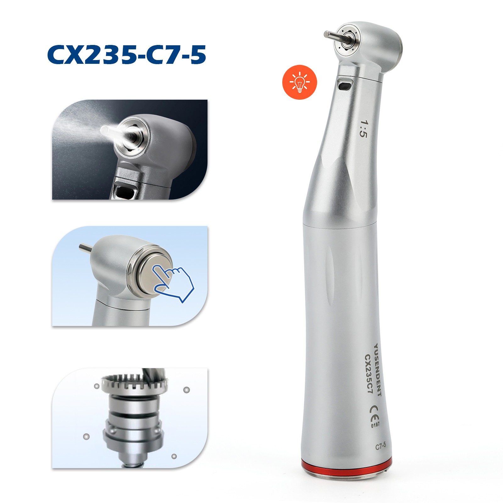 1-10*COXO CX235C7-5 Dental Fiber Optic LED 1:5 Contra Angle Handpiece F/Kavo NSK