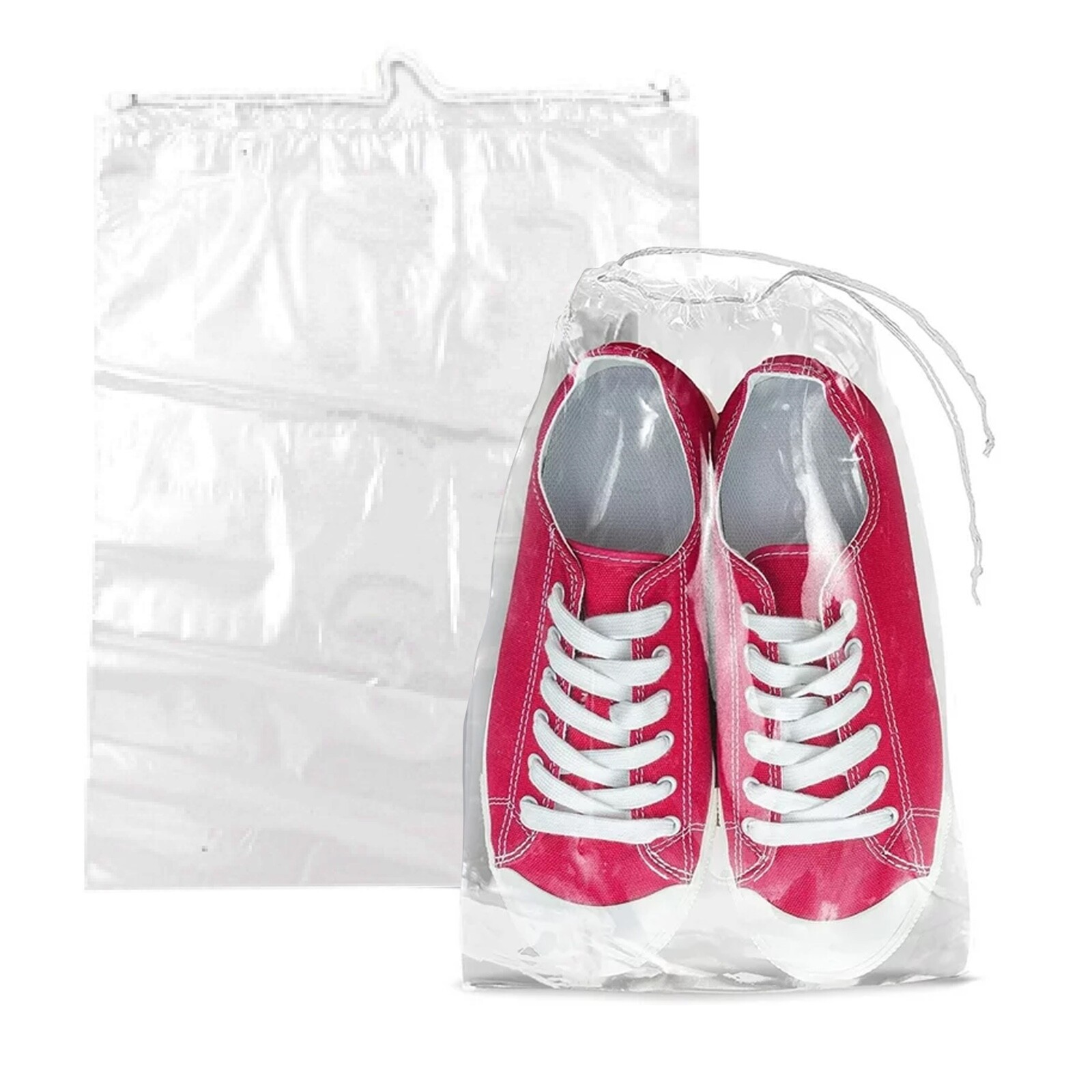 Clear LDPE Drawstring Bags (1 Pallet = 54 cases) 500 Bags/Cs – 27,000 Bags Total