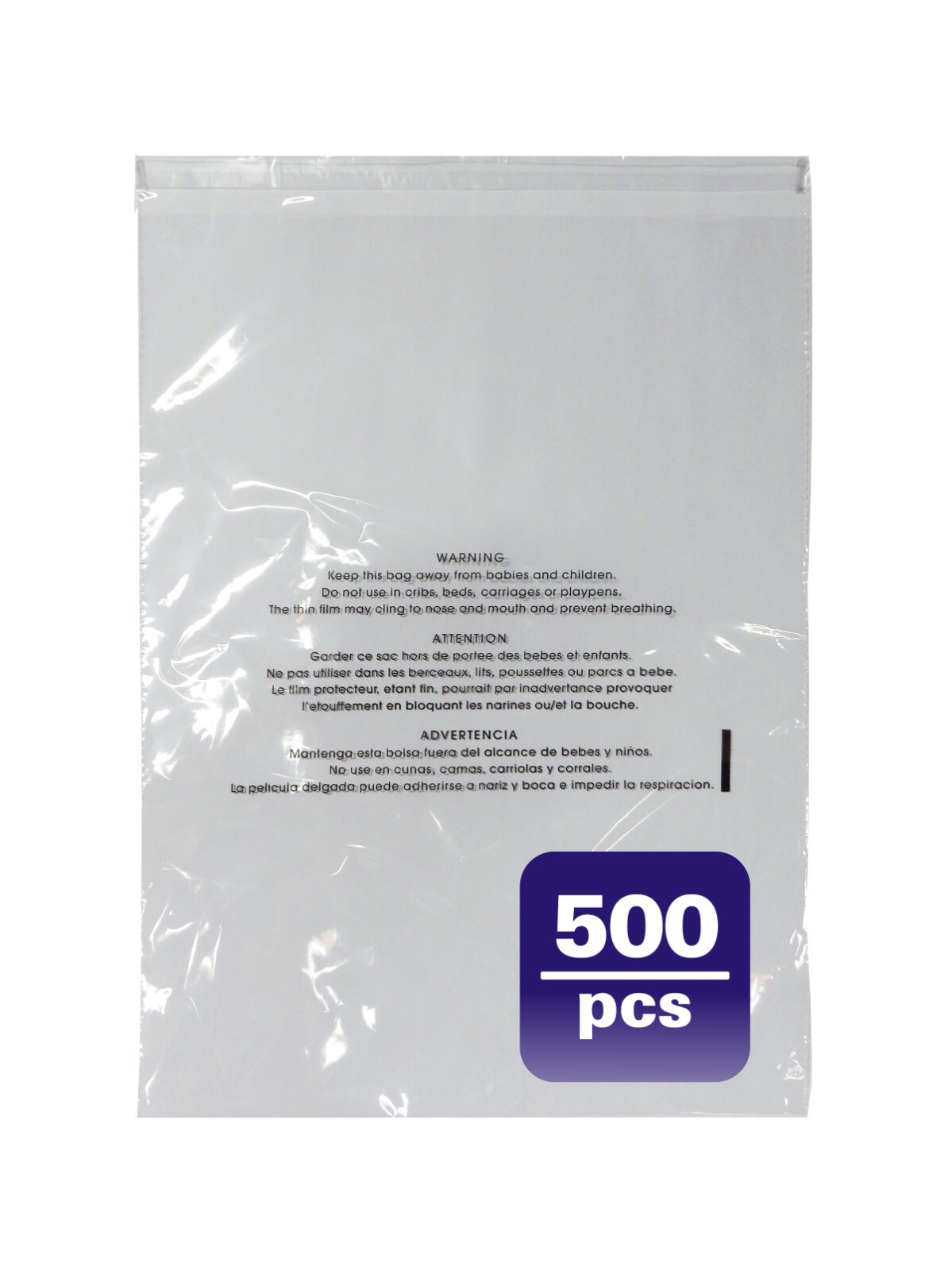 Yens #3 (9″x 12″) – 500pcs/pack Clear Plastic bags -with warning citation