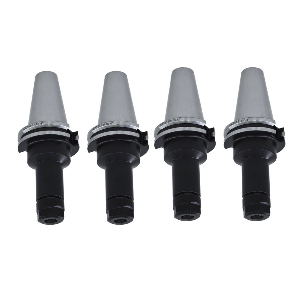 CAT40-ER16 Collet Chucks W. 4″ Long Gage Length 4 Chucks Tool Holder Set