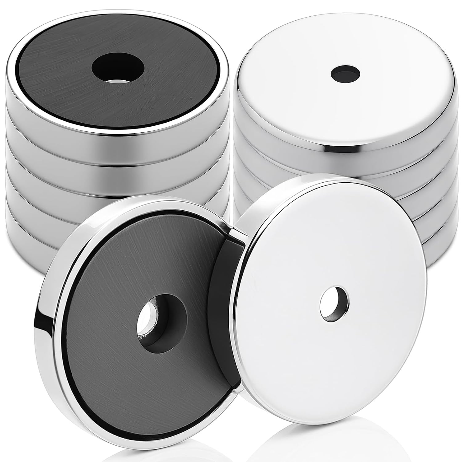 12 Pcs Ceramic round Base Magnet with Chrome Plated Steel Cup, 35Lbs Heavy Duty