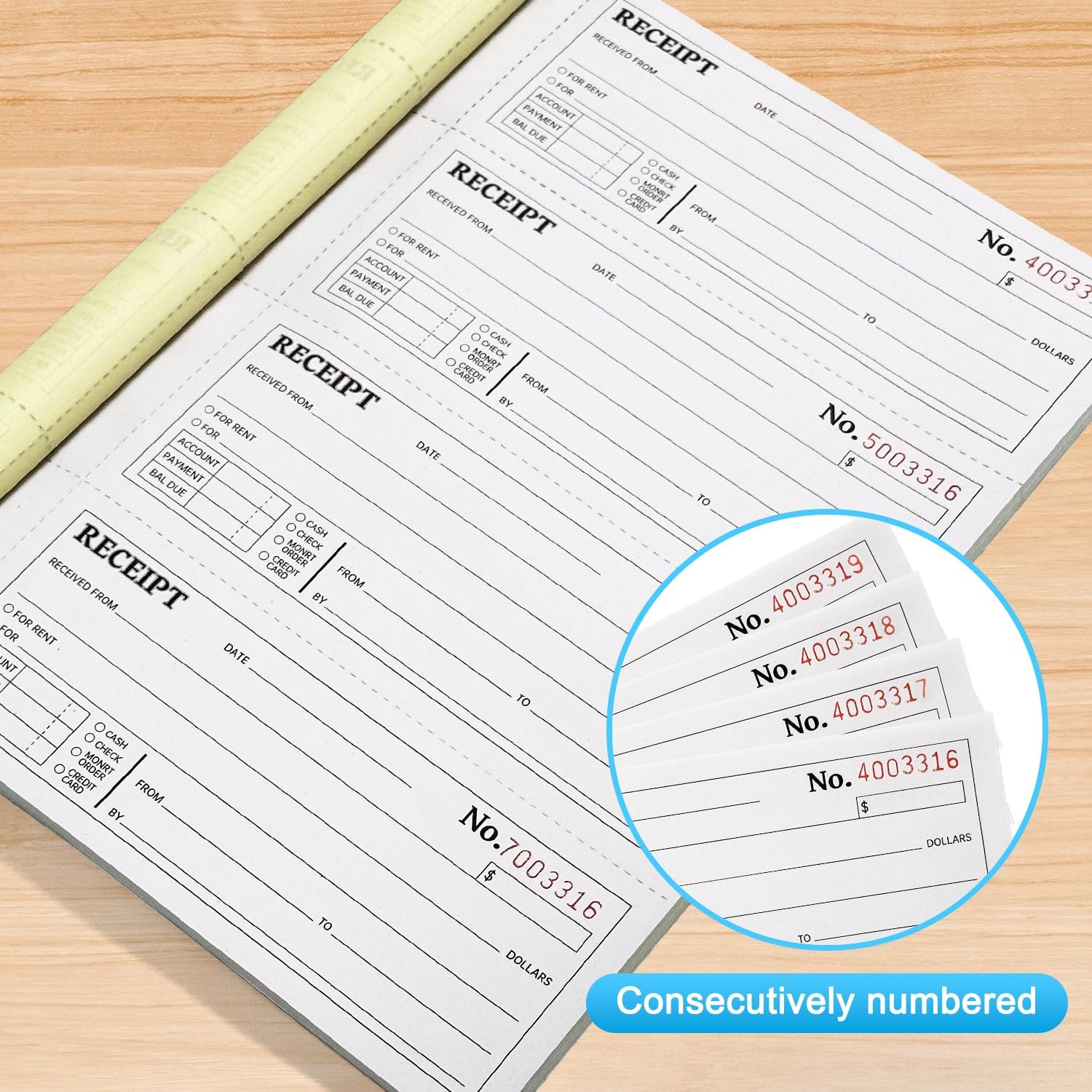 6-Pack Large Cash & Rent Receipt Books, Better Office Products, 2-Part Carbon…
