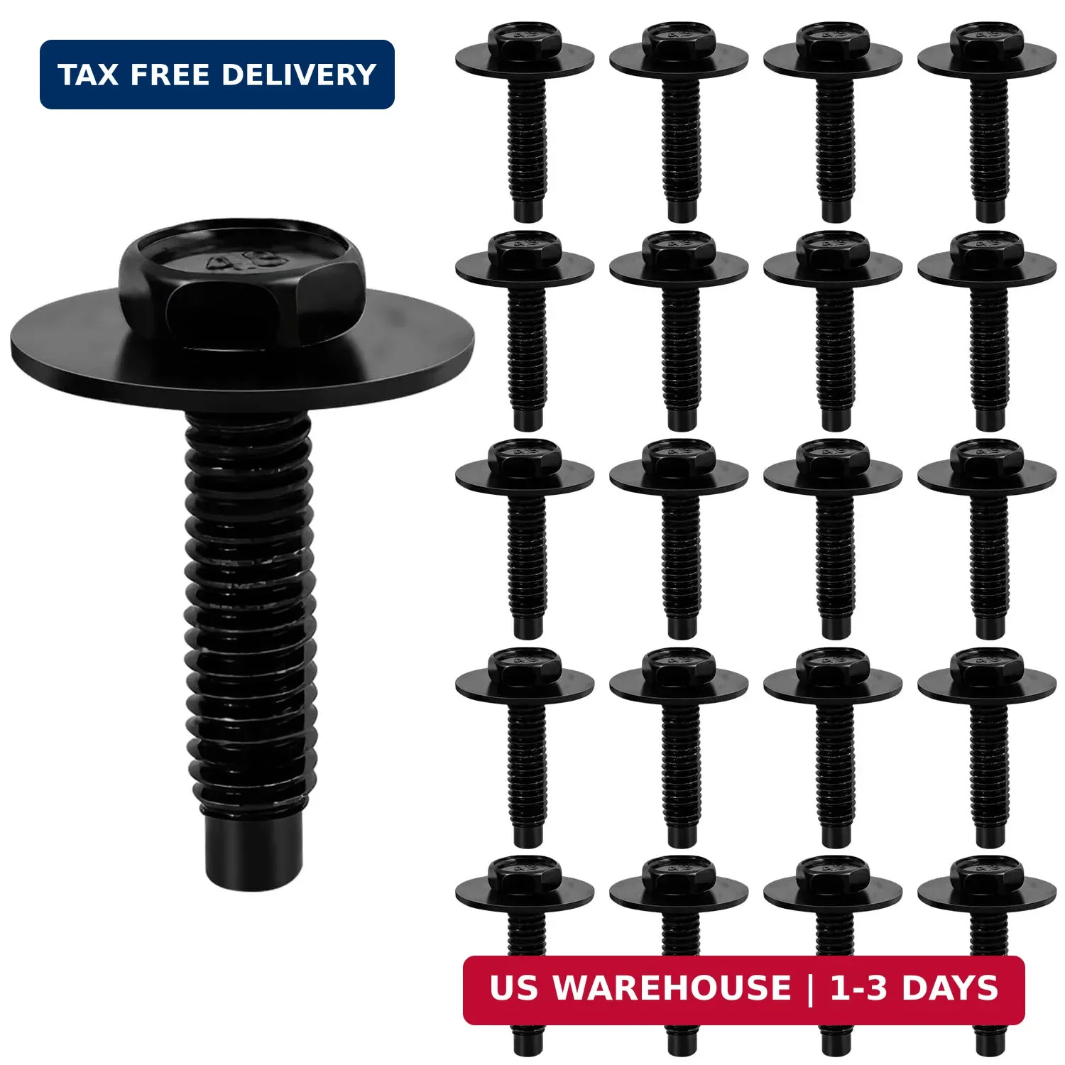 20pcs M6-1.0 Hex Head Sems Body Bolts with for Bumper Fender Splash Shield Under