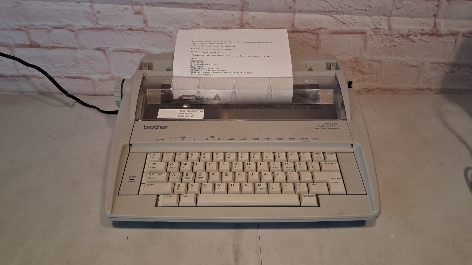 Brother GX-6750 Daisy Wheel Electronic Typewriter Correctronic Tested