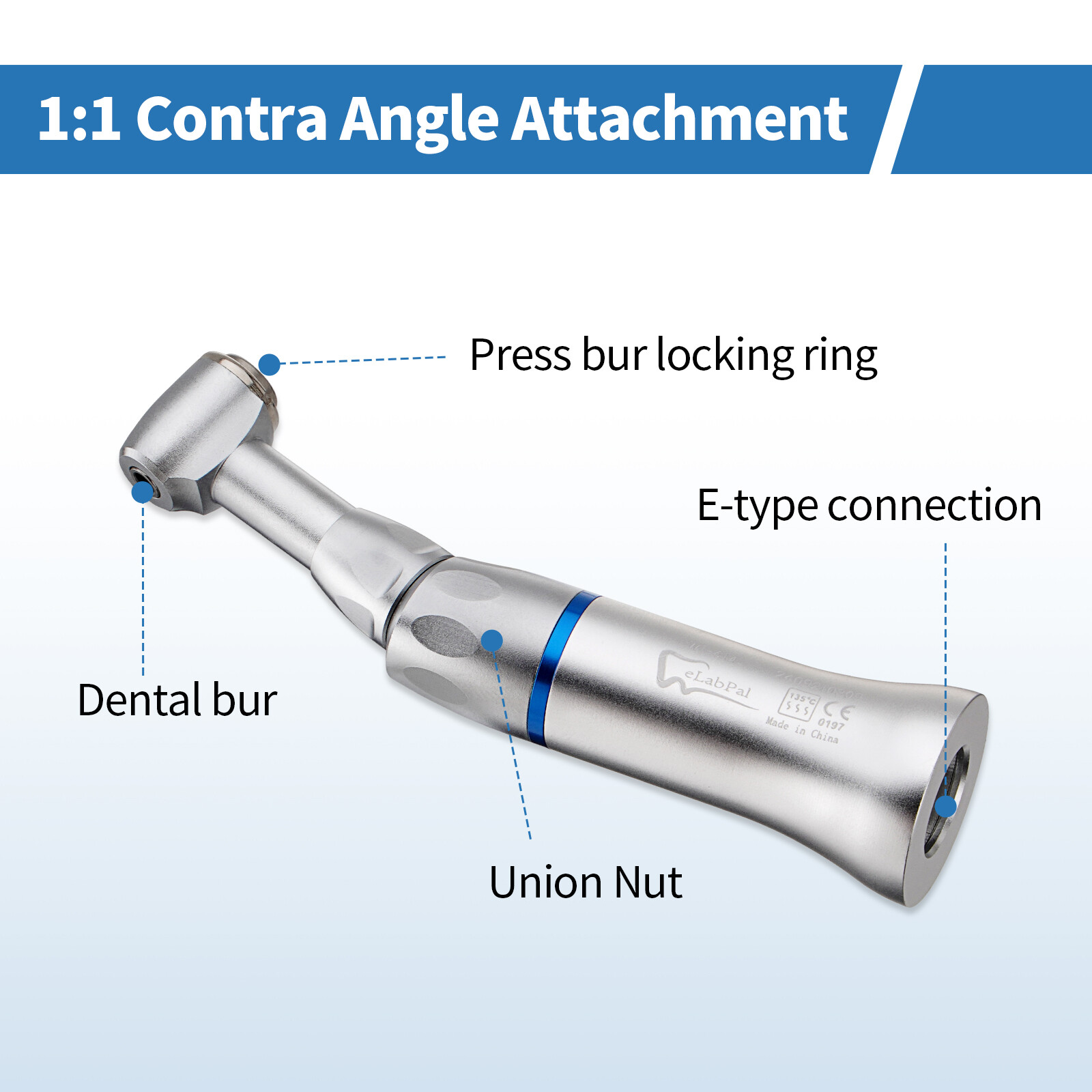 eLabPal Dental Low Speed Handpiece Contra Angle Push Button E-Type for NSK Style