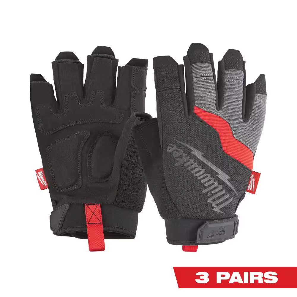 Xx-Large Fingerless Work Gloves (3-Pack)
