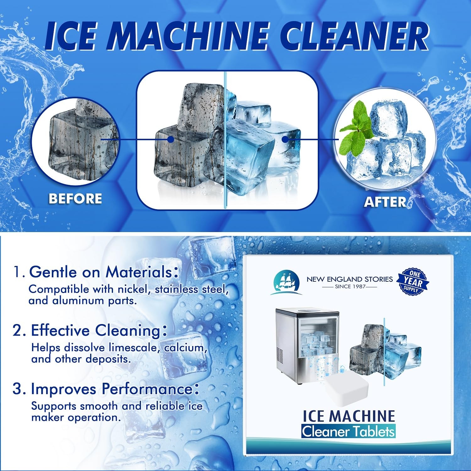 Ice Machine Cleaner and Descaler Tablets, 24 Count 24 (Pack of 1)