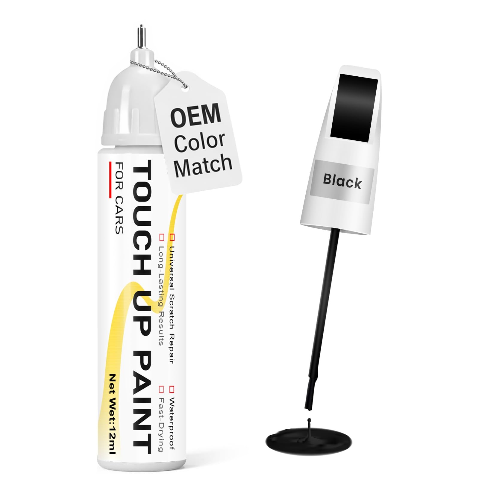 Gloss Black Touch Up Paint for cars, 2-in-1 Brush & Tip, 0.4 fl oz – Universa…