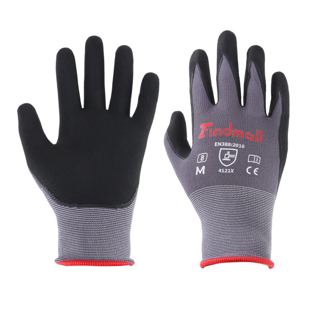 Safety Work Gloves MicroFoam Nitrile Coated Foam Gloves M-Size/12 Pairs