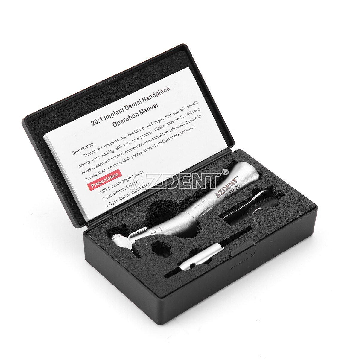 Dental 20:1 Implant Reduction Contra Angle Handpiece/Irrigation Tube Fit WH