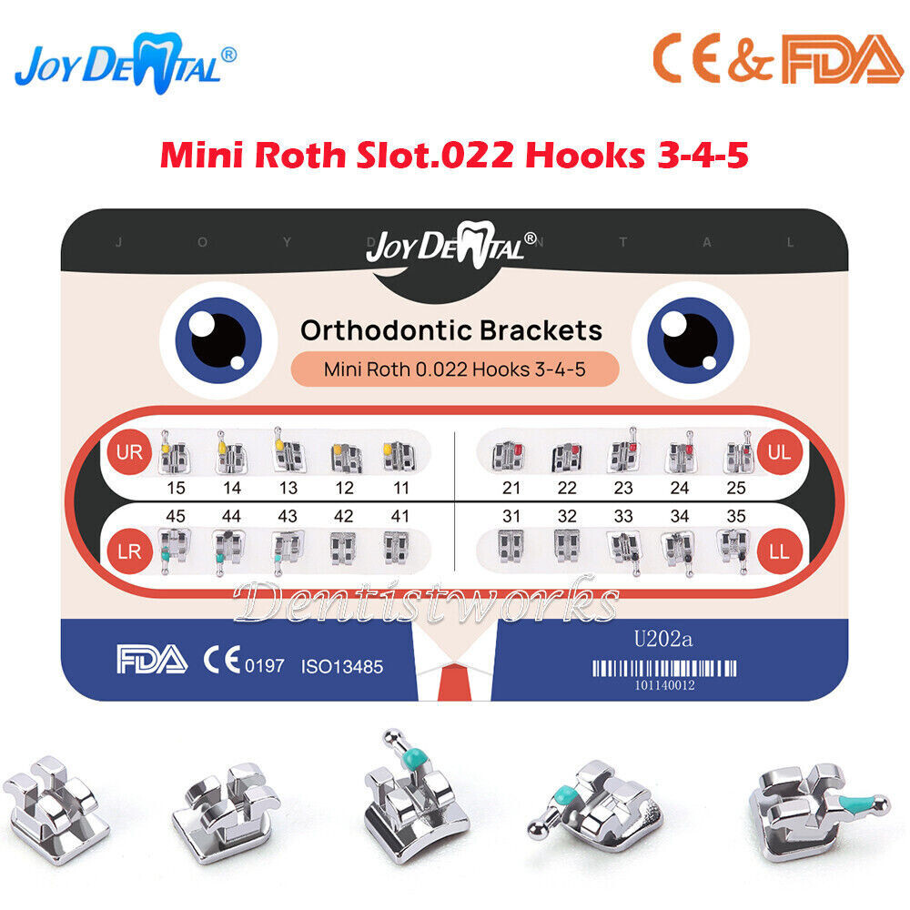1 Pack Dental Orthodontic Brackets Braces Mini Roth.022 Hooks 3-4-5 FDA